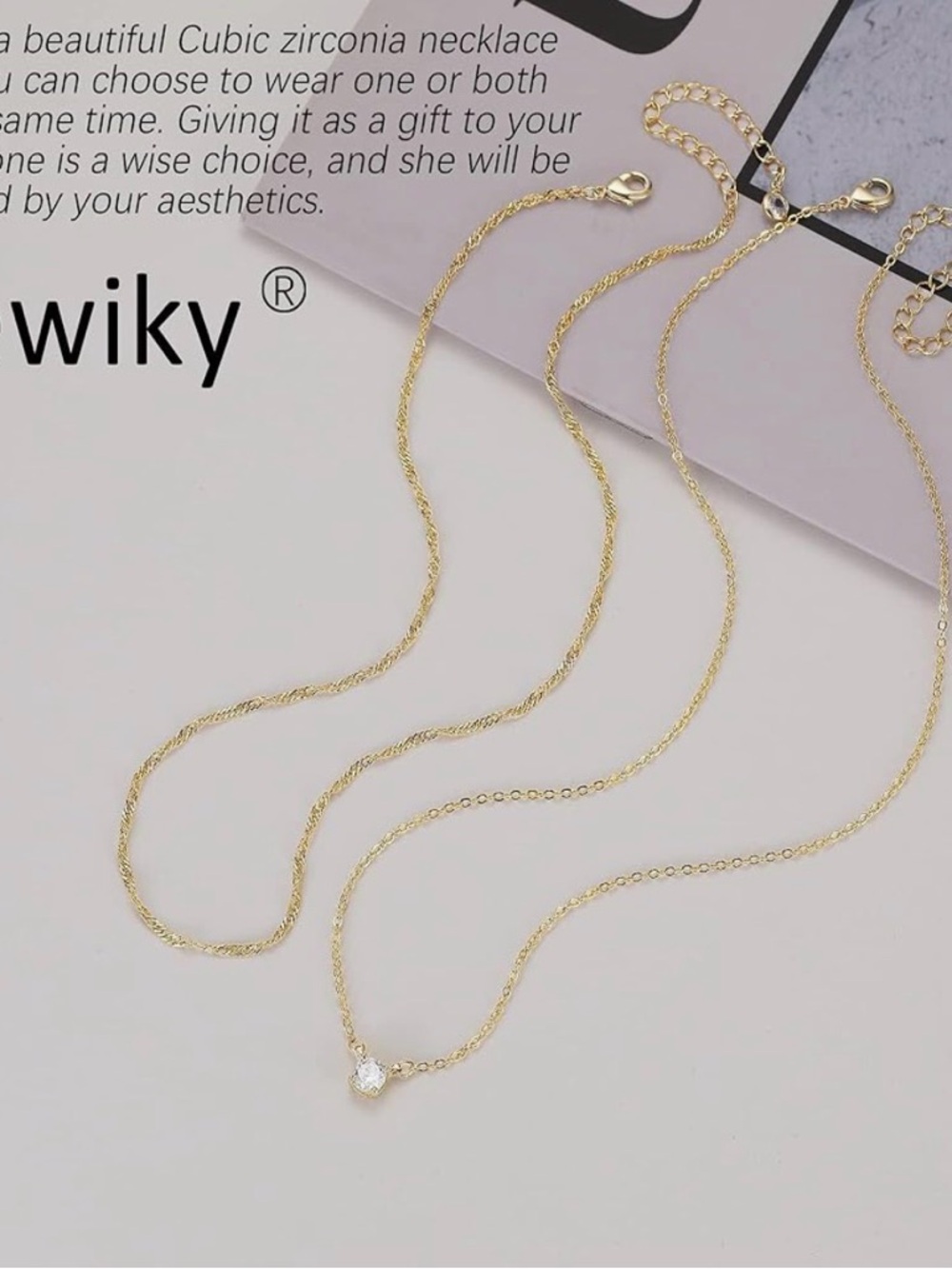 14k Gold Plated/Silver Cubic Zirconia Necklaces for Women, Simple CZ Necklace - Picture 6 of 6